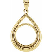 14K Yellow Coin Frame Bezel Pendant Mounting for 16.4x1.1 mm Coin
