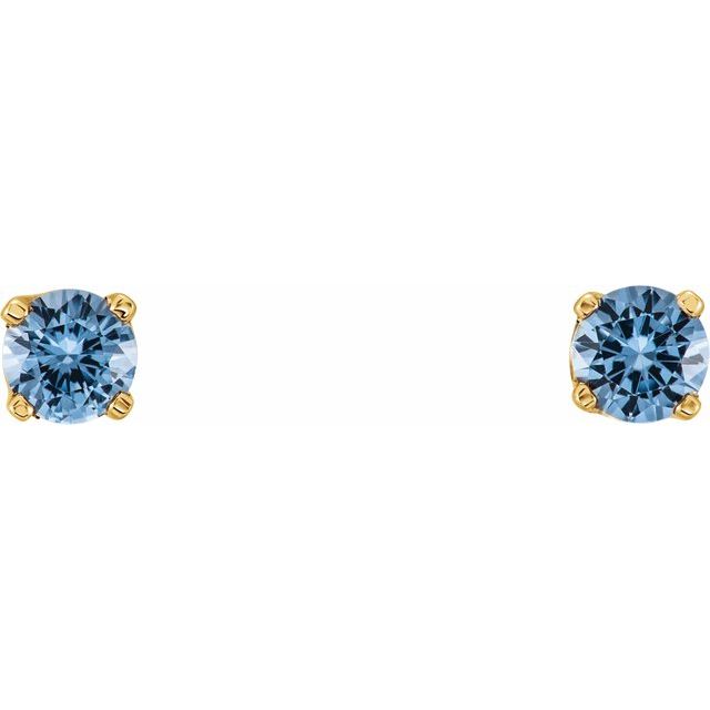 14K Yellow Natural Aquamarine Youth Earrings