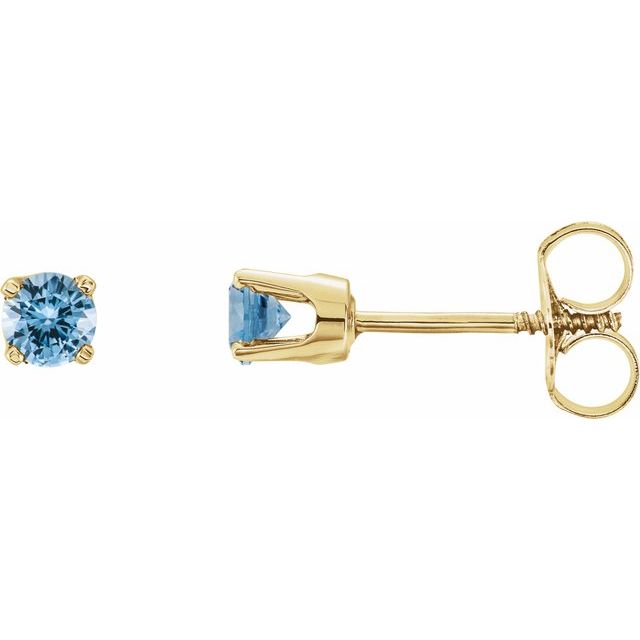 14K Yellow Natural Aquamarine Youth Earrings
