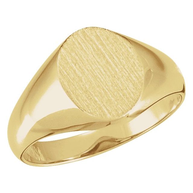 14k Yellow 10x8 Mm Oval Signet Ring