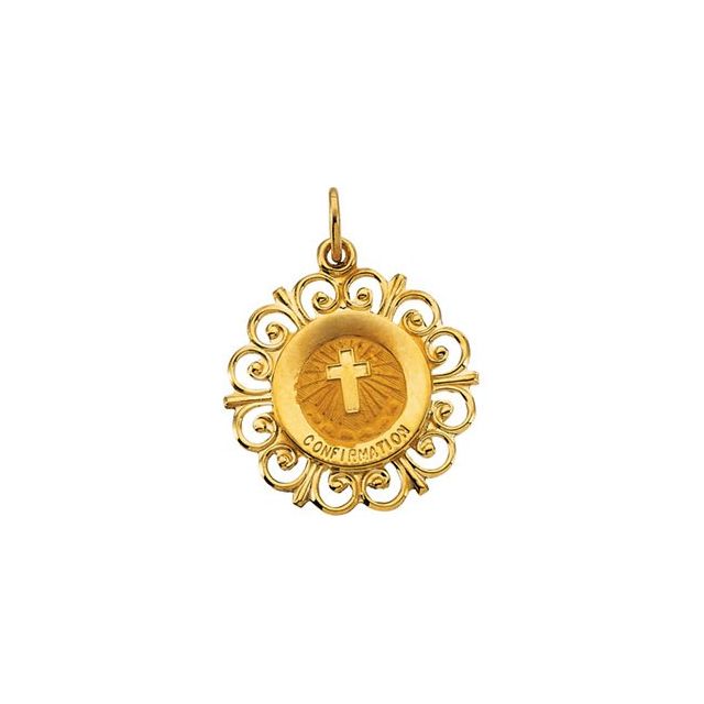 14k Yellow 18 Mm Confirmation Medal