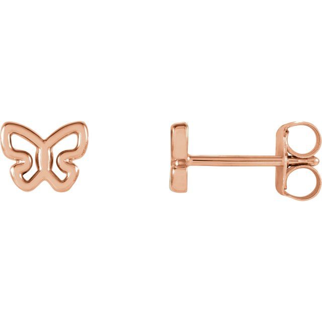 14K Rose Butterfly Earrings
