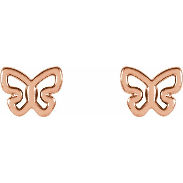 14K Rose Butterfly Earrings