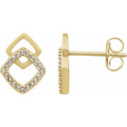 14k Yellow 1/10 Ctw Natural Diamond Geometric Earrings