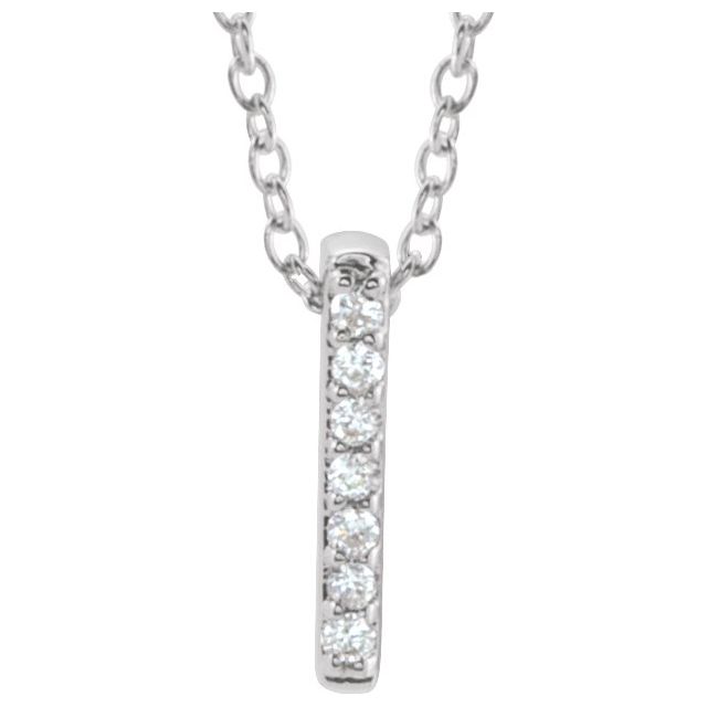 14k White .05 Ctw Natural Diamond Bar 16-18' Necklace