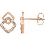 14k Rose 1/10 Ctw Natural Diamond Geometric Earrings