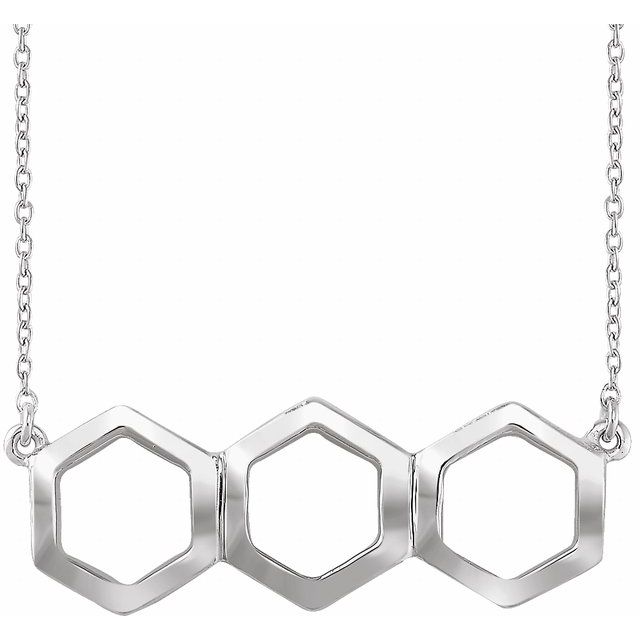 14k White Geometric 16-18' Necklace