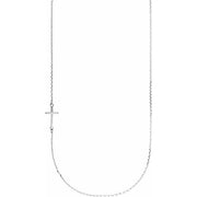Sterling Silver Off-Center Sideways Cross 16' Necklace