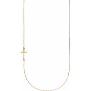 14K Yellow Off-Center Sideways Cross 16' Necklace