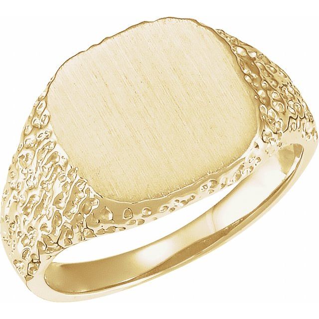 14K Yellow 13 mm Square Signet Ring