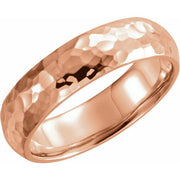 14k Rose 6 Mm Half Round Hammered Comfort-fit Band Size 12