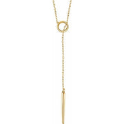 14k Yellow Circle And Bar 18' Y Necklace