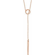 14k Rose Circle And Bar 18'  Y Necklace