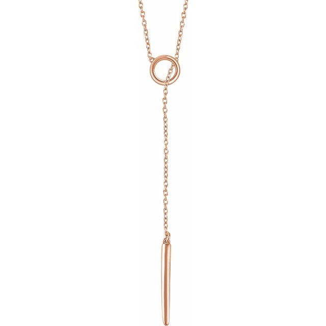 14k Rose Circle And Bar 18'  Y Necklace