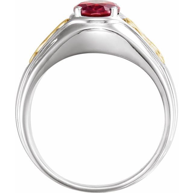 14K White/Yellow Lab-Grown Ruby Infinity Ring