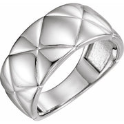 14k White Quilted Ring