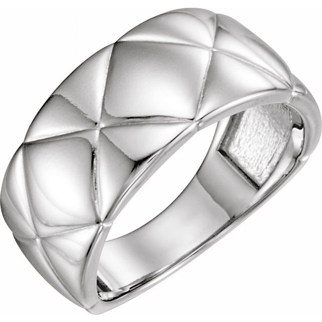 14k White Quilted Ring