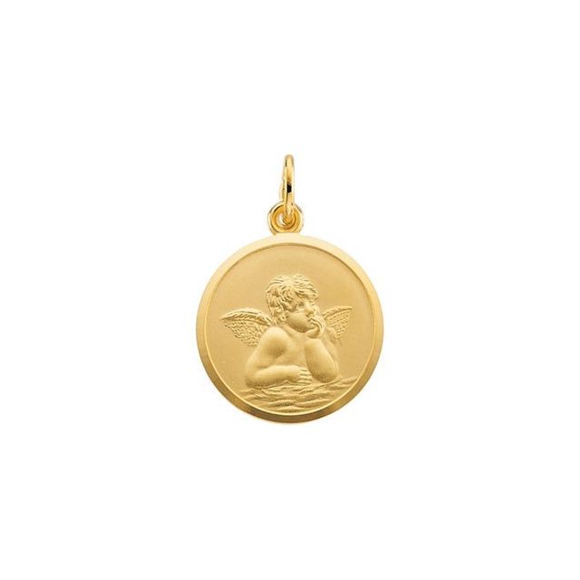 14K Yellow 18 mm Angel Medal