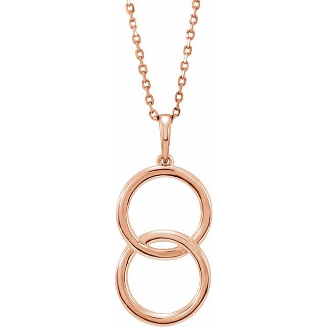 14k Rose Interlocking Circle 16-18' Necklace
