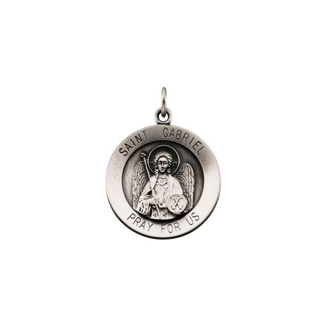 Sterling Silver 18.5 Mm St. Gabriel Medal 18' Necklace