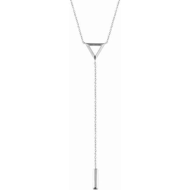 14k White Triangle & Bar 16-18'  Y Necklace