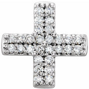 14k White .07 Ctw Natural Diamond Cross Pendant