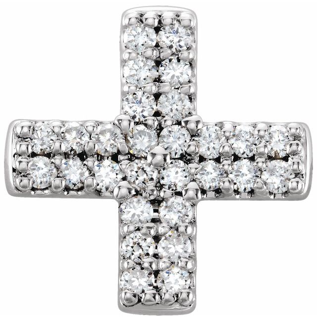 14k White .07 Ctw Natural Diamond Cross Pendant