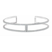 14k White 3/4 Ctw Natural Diamond Cuff 6' Bracelet