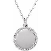 Sterling Silver Engravable Round 16-18' Rope Necklace