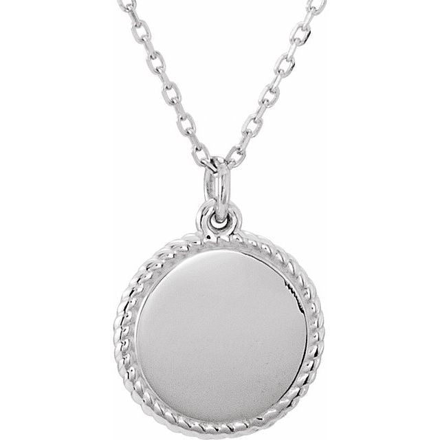 Sterling Silver Engravable Round 16-18' Rope Necklace