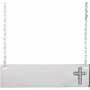 14K White .025 CTW Natural Diamond Engravable Cross 16-18' Necklace