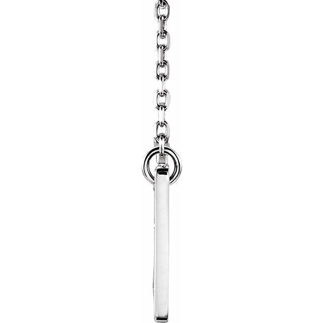 14K White .025 CTW Natural Diamond Engravable Cross 16-18' Necklace
