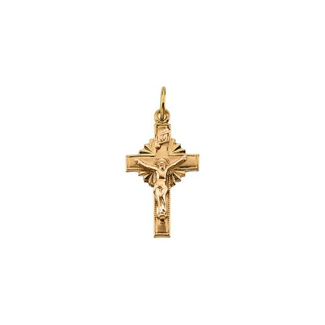 14K Yellow 15x10 mm Hollow Crucifix Pendant