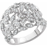 14k White 1/2 Ctw Natural Diamond Leaf Ring