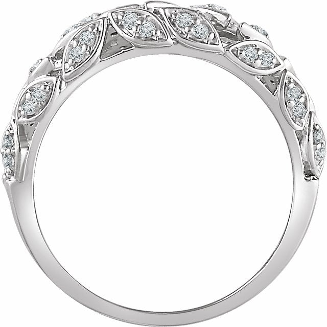 14k White 1/2 Ctw Natural Diamond Leaf Ring