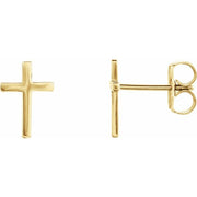 14k Yellow 10 Mm Cross Earrings