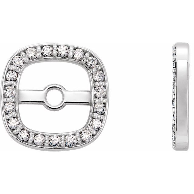14k White .08 Ctw Natural Diamond Halo-style Earring Jackets