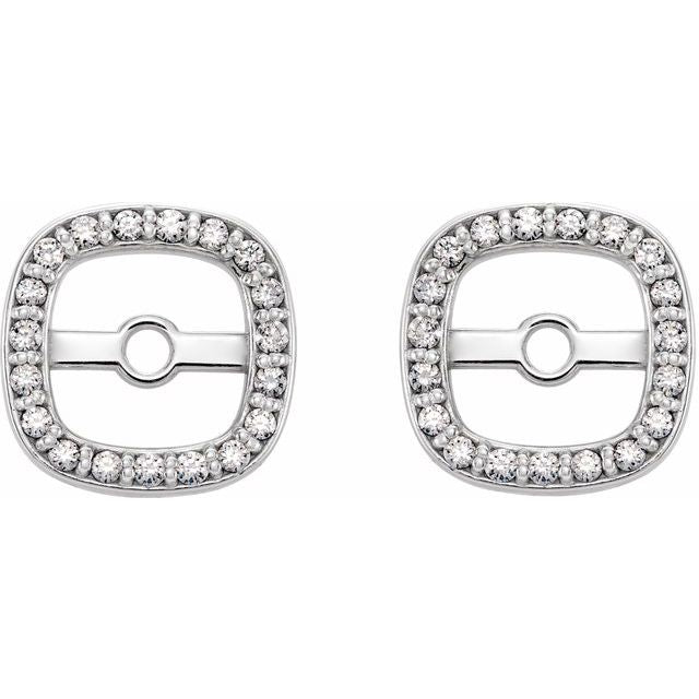 14k White .08 Ctw Natural Diamond Halo-style Earring Jackets