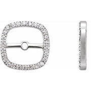 14k White .08 Ctw Natural Diamond Halo-style Earring Jackets
