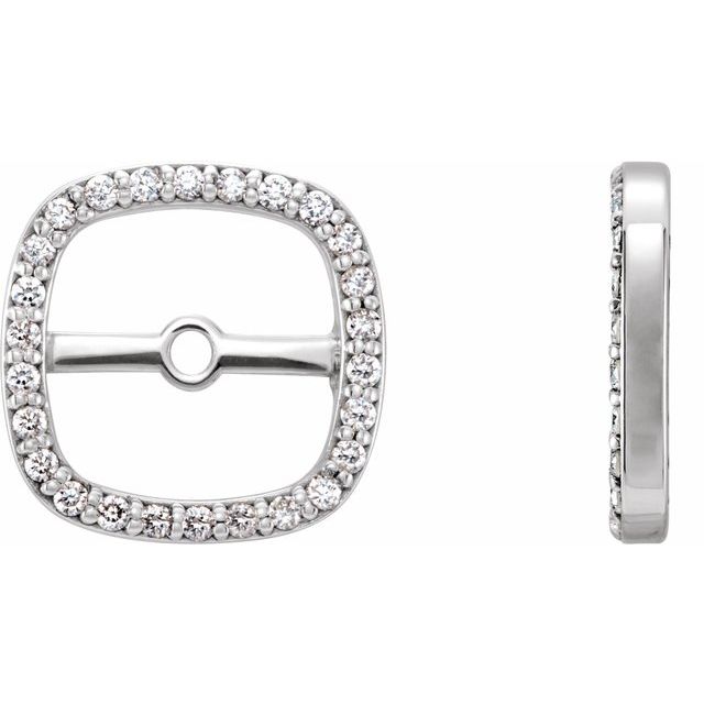 14k White .08 Ctw Natural Diamond Halo-style Earring Jackets