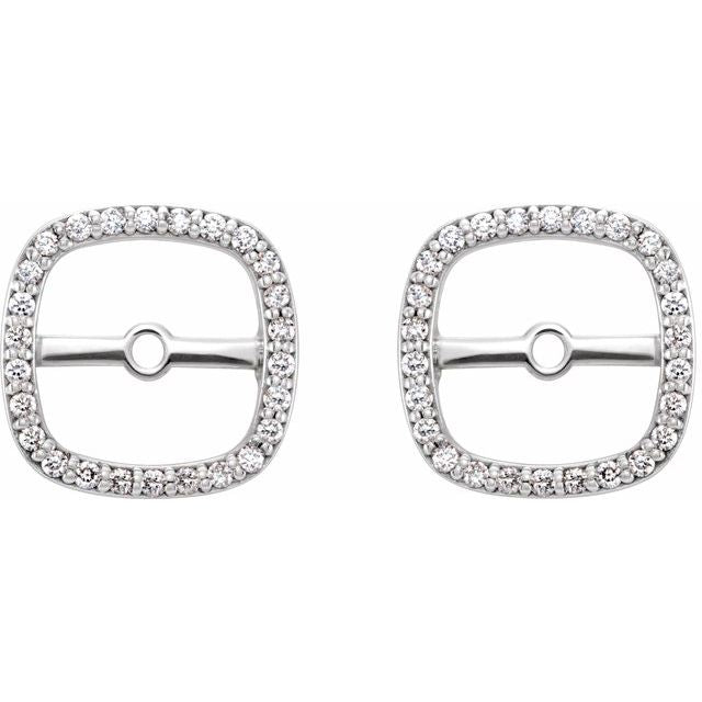 14k White .08 Ctw Natural Diamond Halo-style Earring Jackets