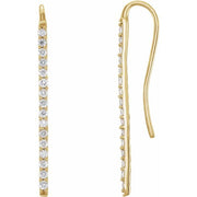14k Yellow 1/3 Ctw Natural Diamond Bar Earrings
