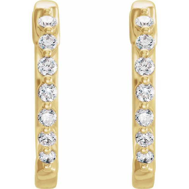14k Yellow 1/5 Ctw Natural Diamond Hinged 15.25 Mm Hoop Earrings