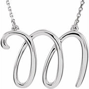 Sterling Silver Script Initial M 16' Necklace