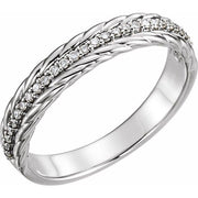 14k White 1/6 Ctw Natural Diamond Rope Ring