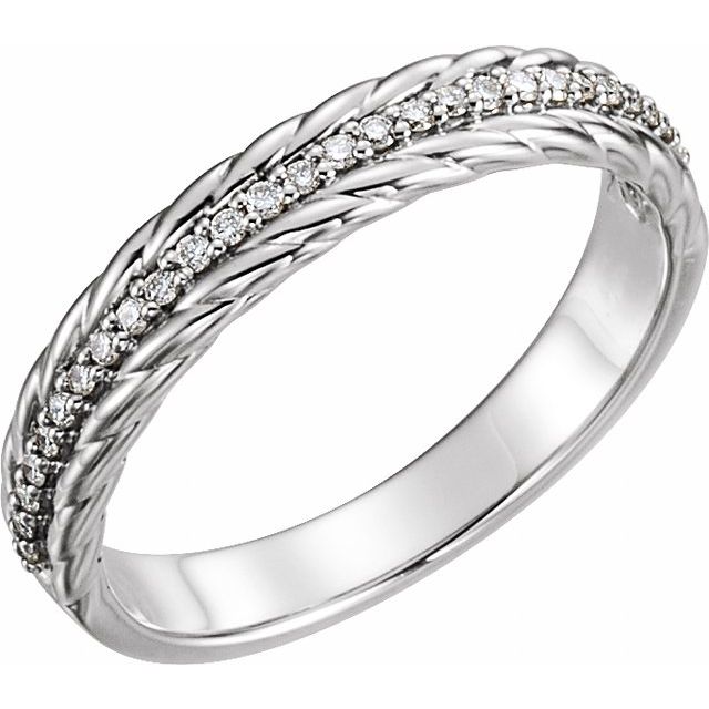 14k White 1/6 Ctw Natural Diamond Rope Ring