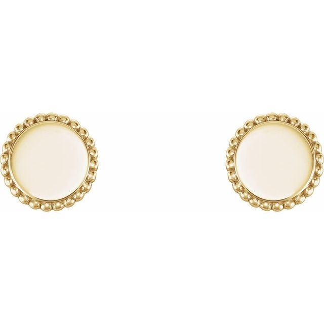 18k Yellow Vermeil Engravable Beaded Earrings