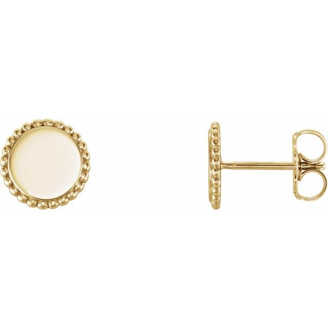 18k Yellow Vermeil Engravable Beaded Earrings