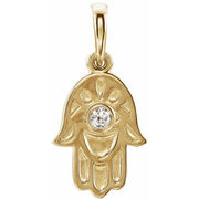 14k Yellow .03 Ctw Natural Diamond Hamsa Pendant