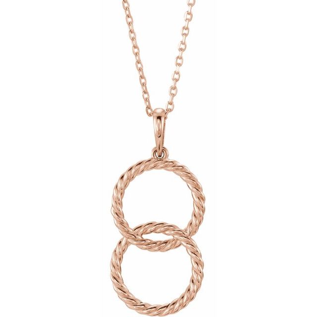 14k Rose Interlocking Circle 16-18' Necklace